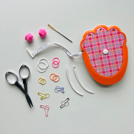 The Knit & Crochet Kit - Knitting & Crochet Tool Kit - Pink Plaid