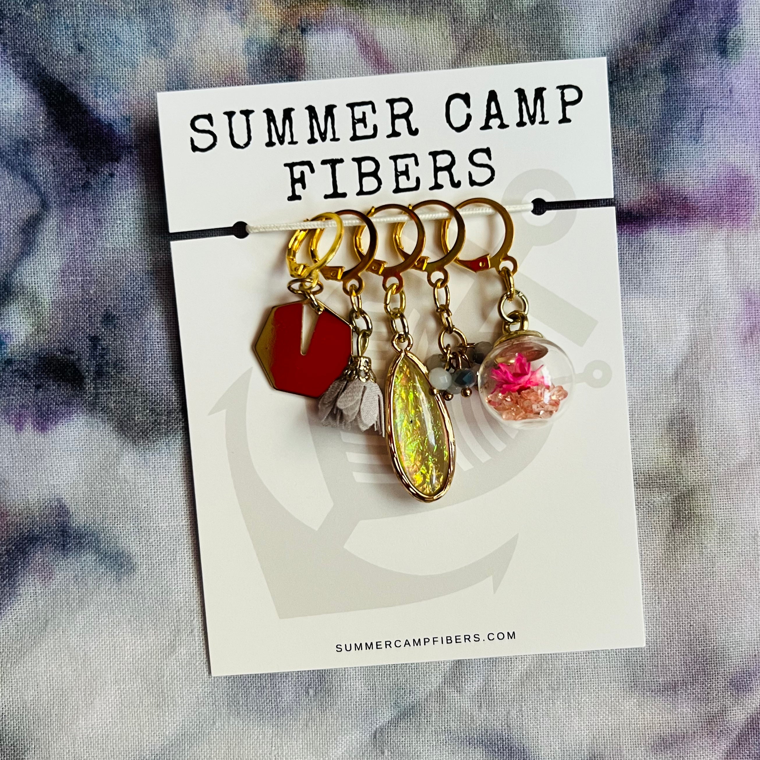 Summer Camp Fibers - Stitch Bling- Flower Power Stitch Marker Set