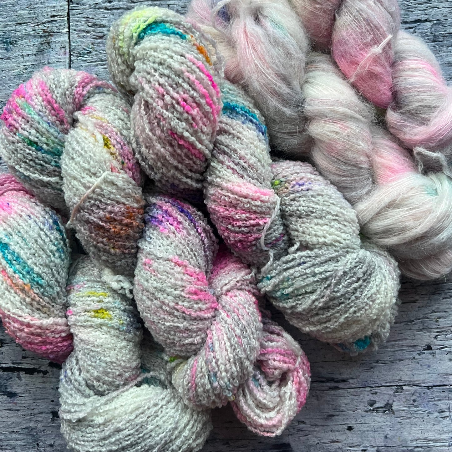 Summer Camp Fibers Hand Dyed Boucle DK  - Happy Camper