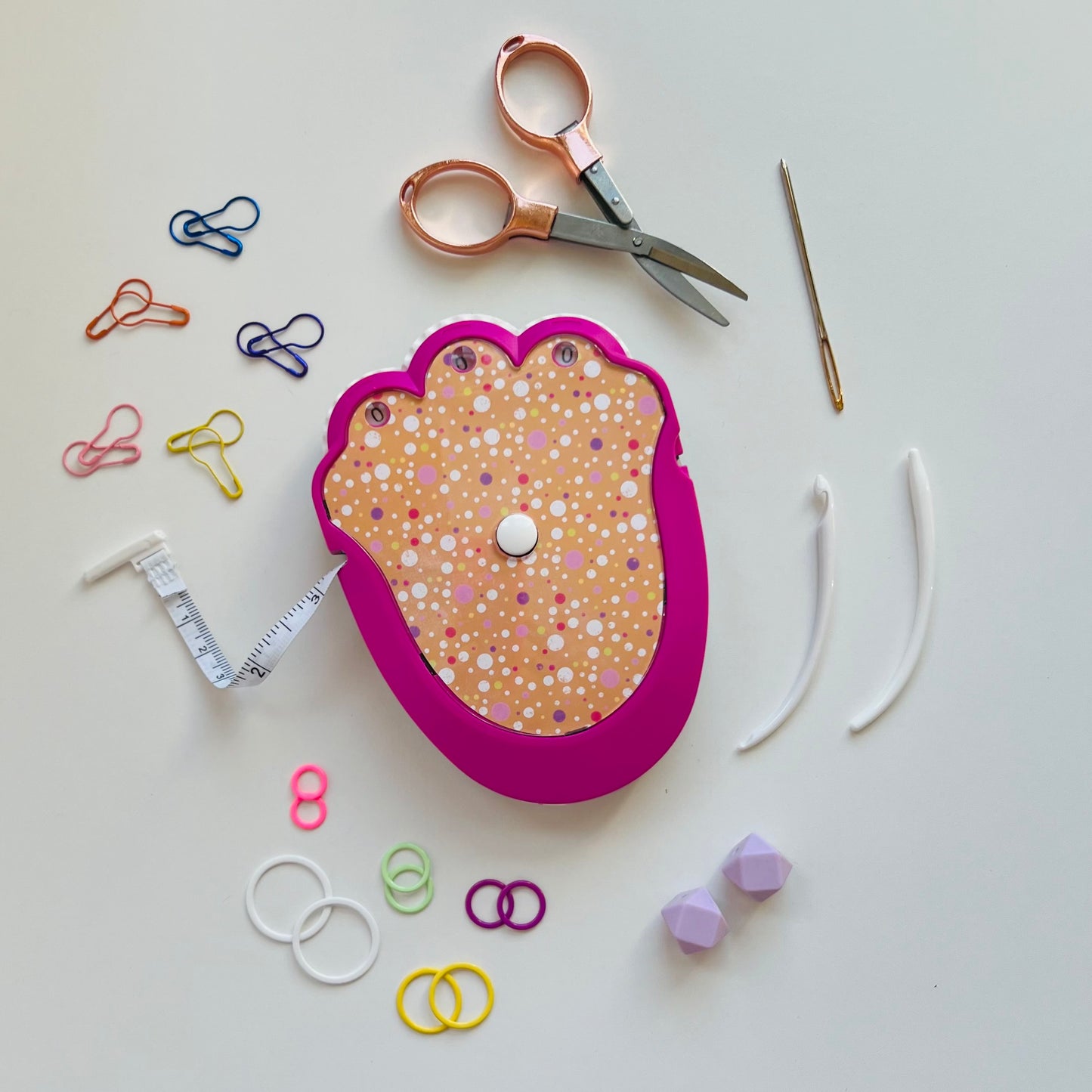 The Knit & Crochet Kit - Knitting & Crochet Tool Kit - Pixie Dust Polka Dot - Assorted Colors