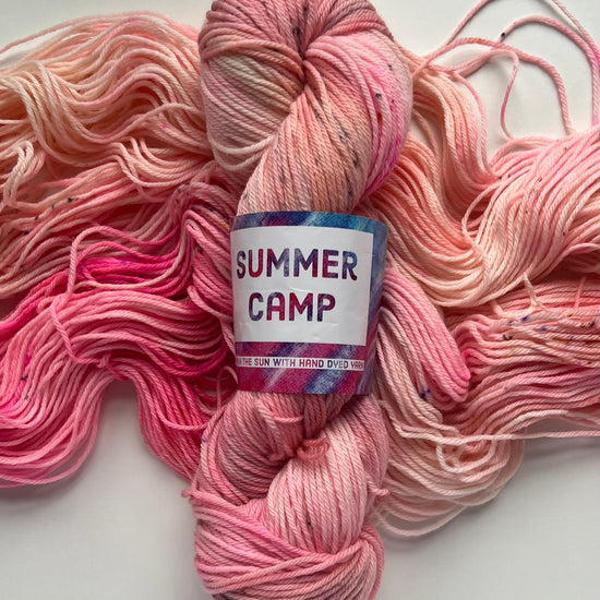 Summer Camp Fibers Marshmallow Hand Dyed DK Yarn - Coral Cascade Creek