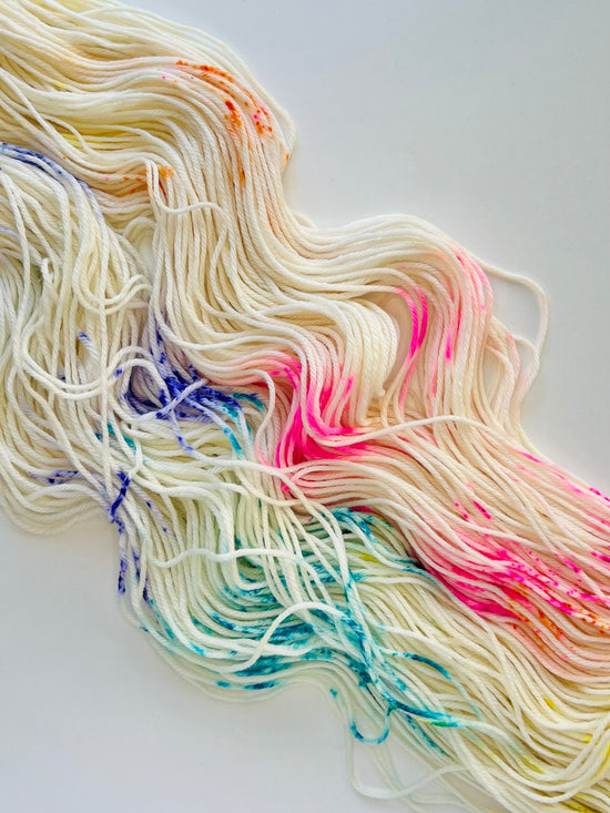 Summer Camp Fibers Marshmallow Hand Dyed Worsted Yarn - Rainbow Sprinkes