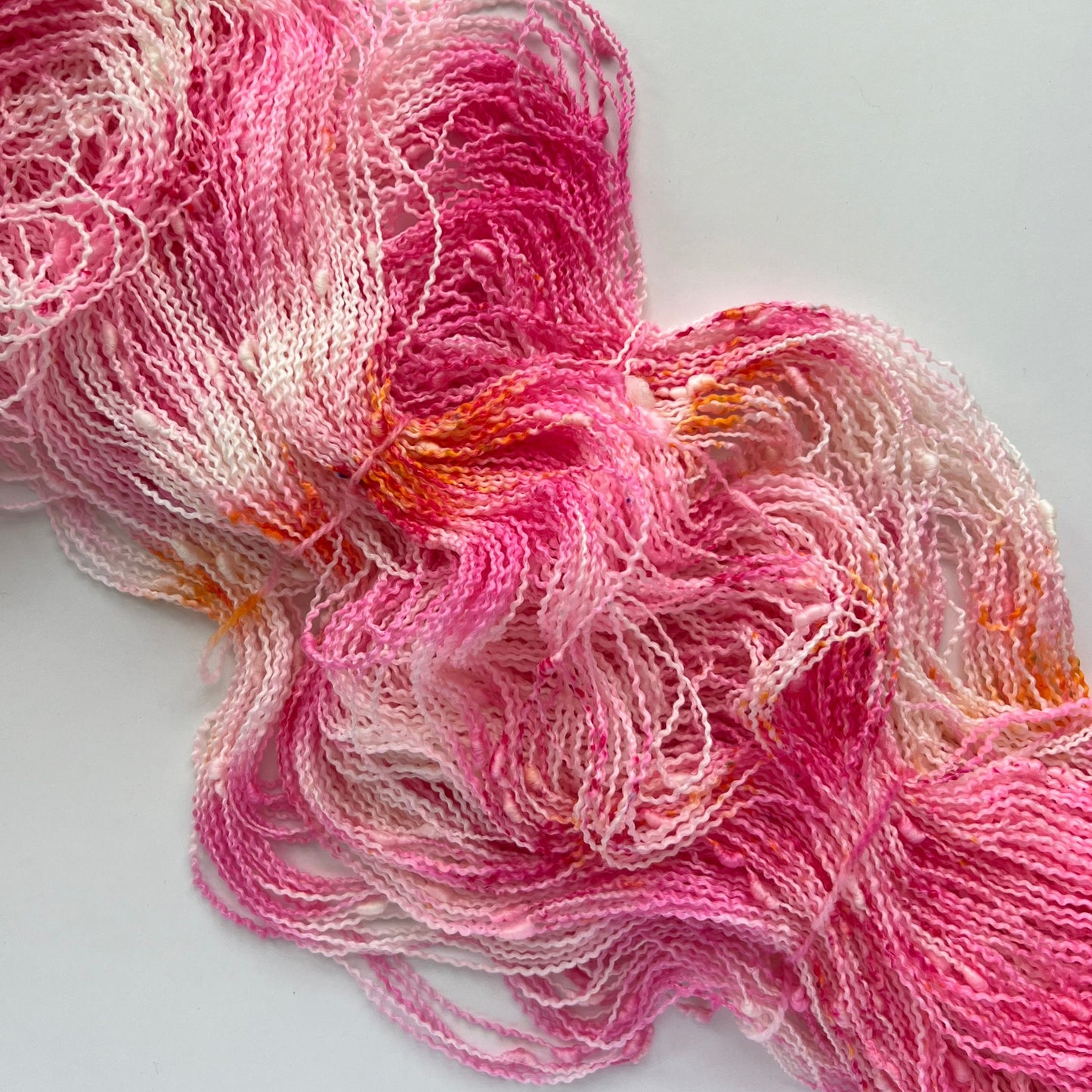 Summer Camp Fibers Hand Dyed Textured Yarn - Goosebumps - Cherry Blossom Canopy