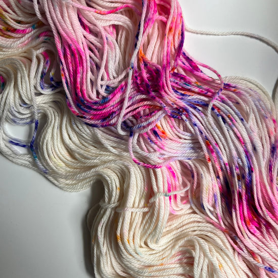 Hand Dyed Silk & Merino Worsted Yarn, Pink & Purple Butterfly Yarn